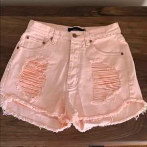 Minkpink High-Waisted Distressed Shorts